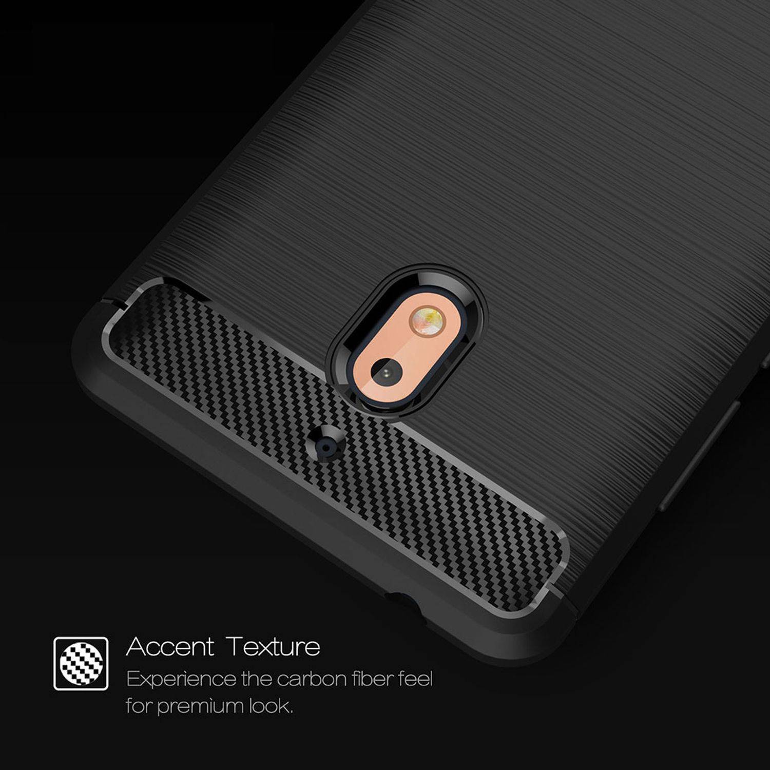 Nokia 2.1 Handyhülle Carbon Optik Backcover Grau