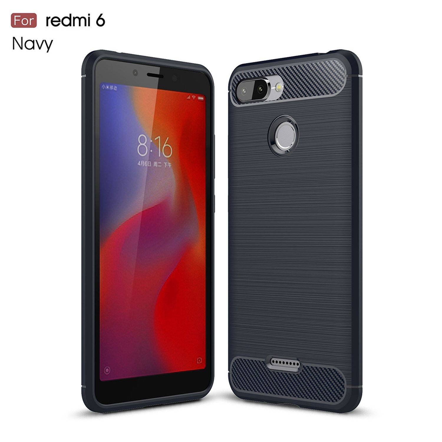 Xiaomi Redmi 6 Handyhülle Carbon Optik Backcover Blau