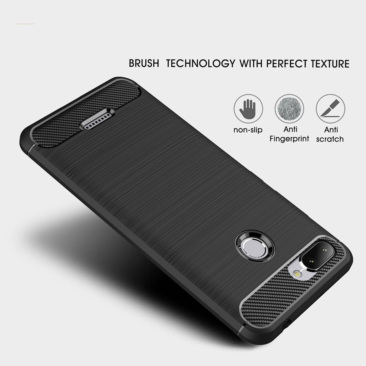 Xiaomi Redmi 6 Handyhülle Carbon Optik Backcover Grau