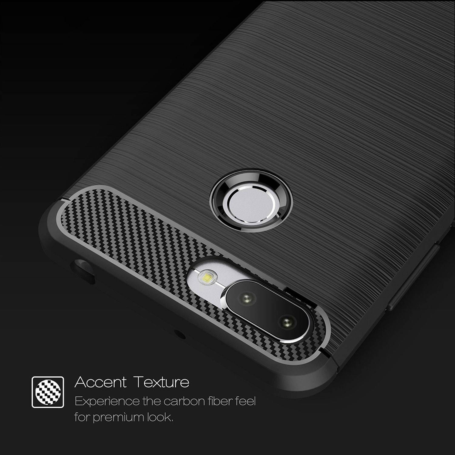 Xiaomi Redmi 6 Handyhülle Carbon Optik Backcover Grau