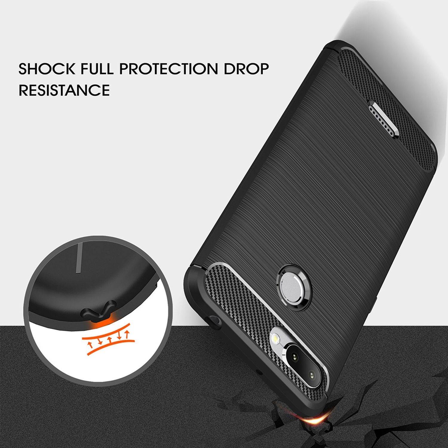 Xiaomi Redmi 6 Handyhülle Carbon Optik Backcover Grau
