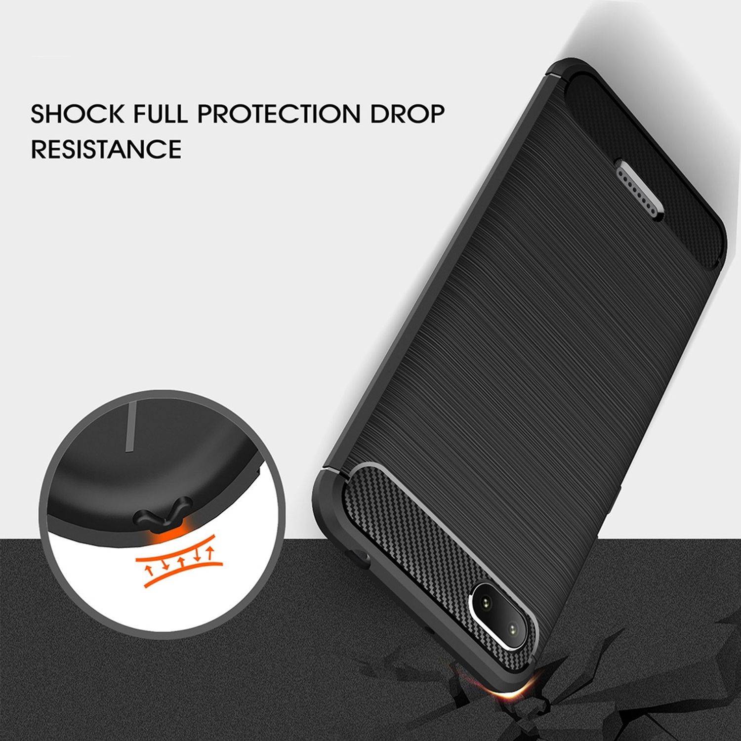Xiaomi Redmi 6A Handyhülle Carbon Optik Backcover Blau