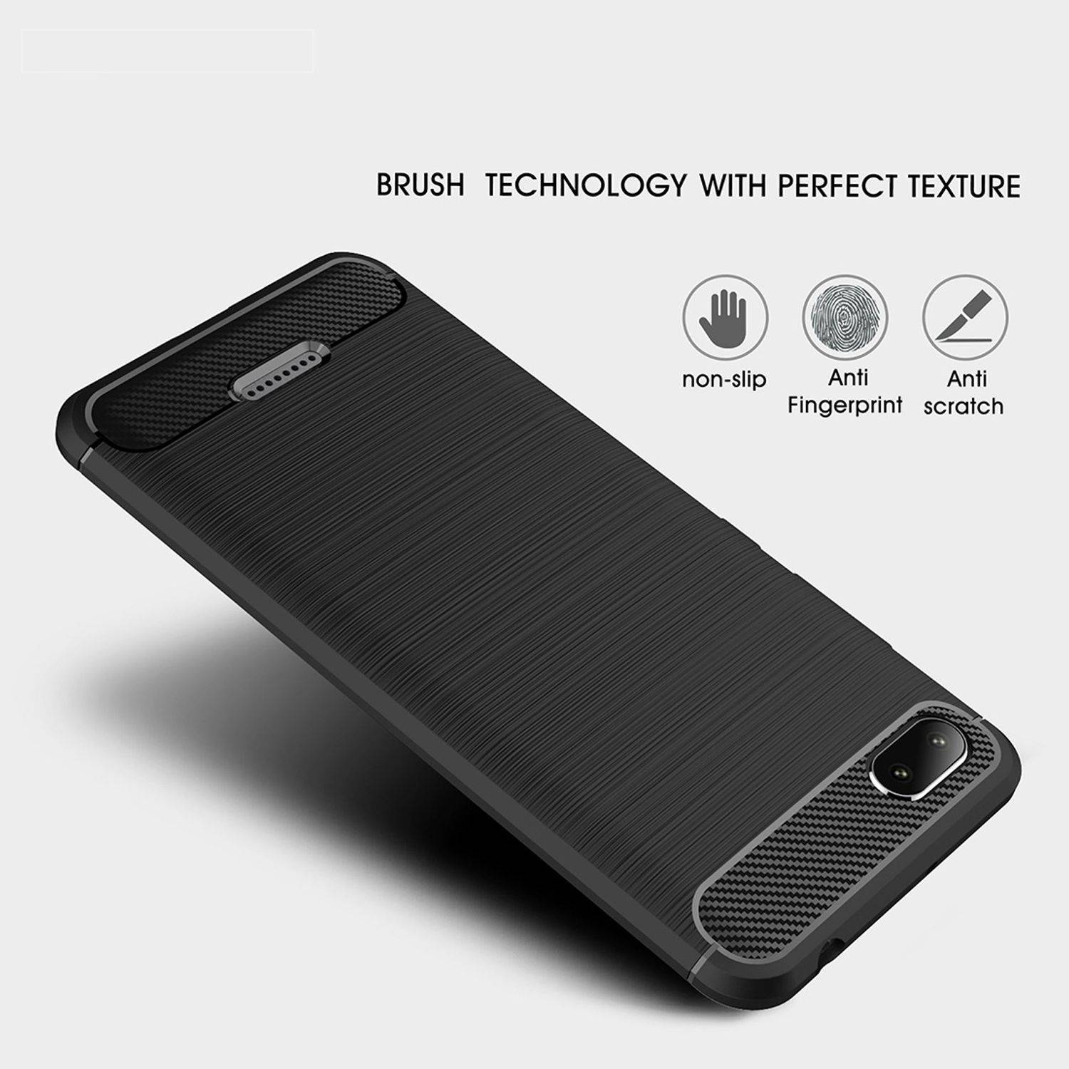 Xiaomi Redmi 6A Handyhülle Carbon Optik Backcover Grau