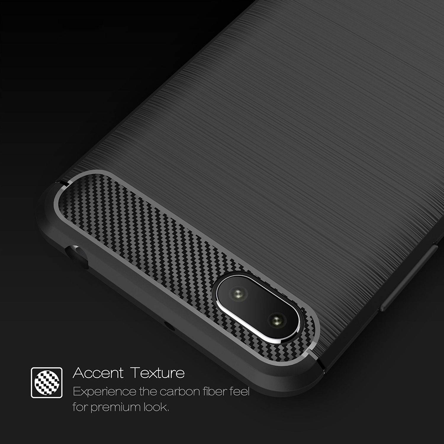 Xiaomi Redmi 6A Handyhülle Carbon Optik Backcover Grau