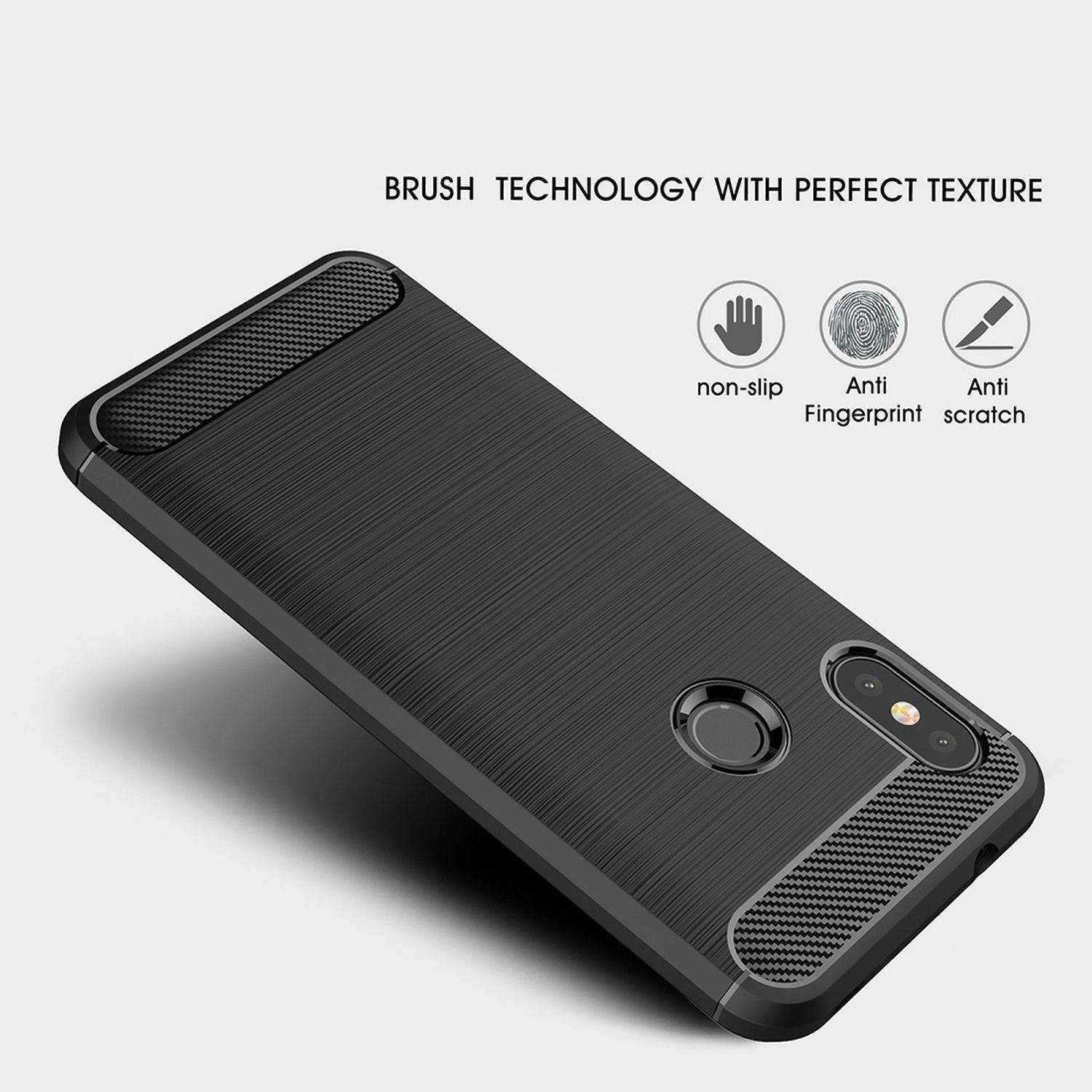Xiaomi Redmi 6 Pro Handyhülle Carbon Optik Backcover Blau