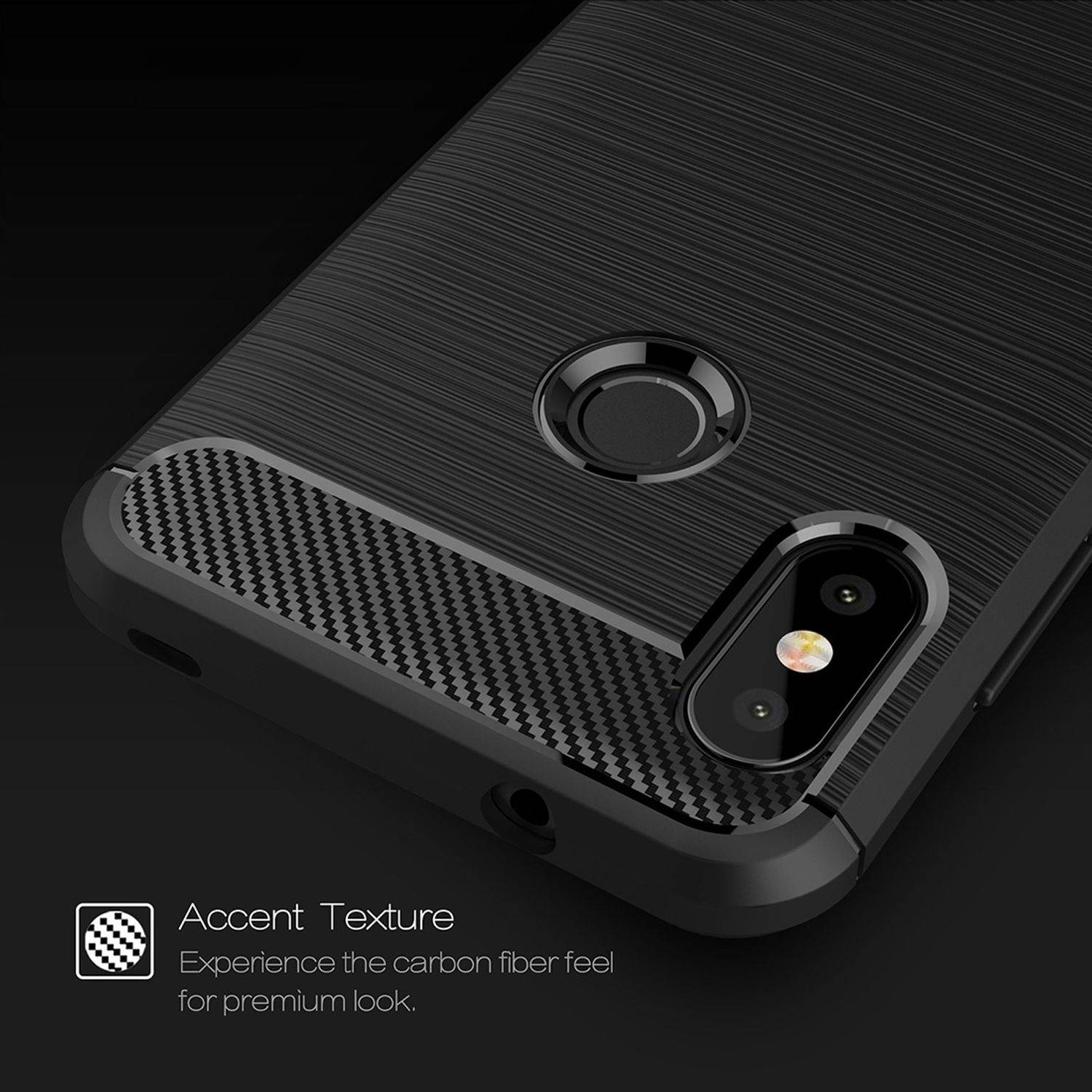 Xiaomi Redmi 6 Pro Handyhülle Carbon Optik Backcover Blau