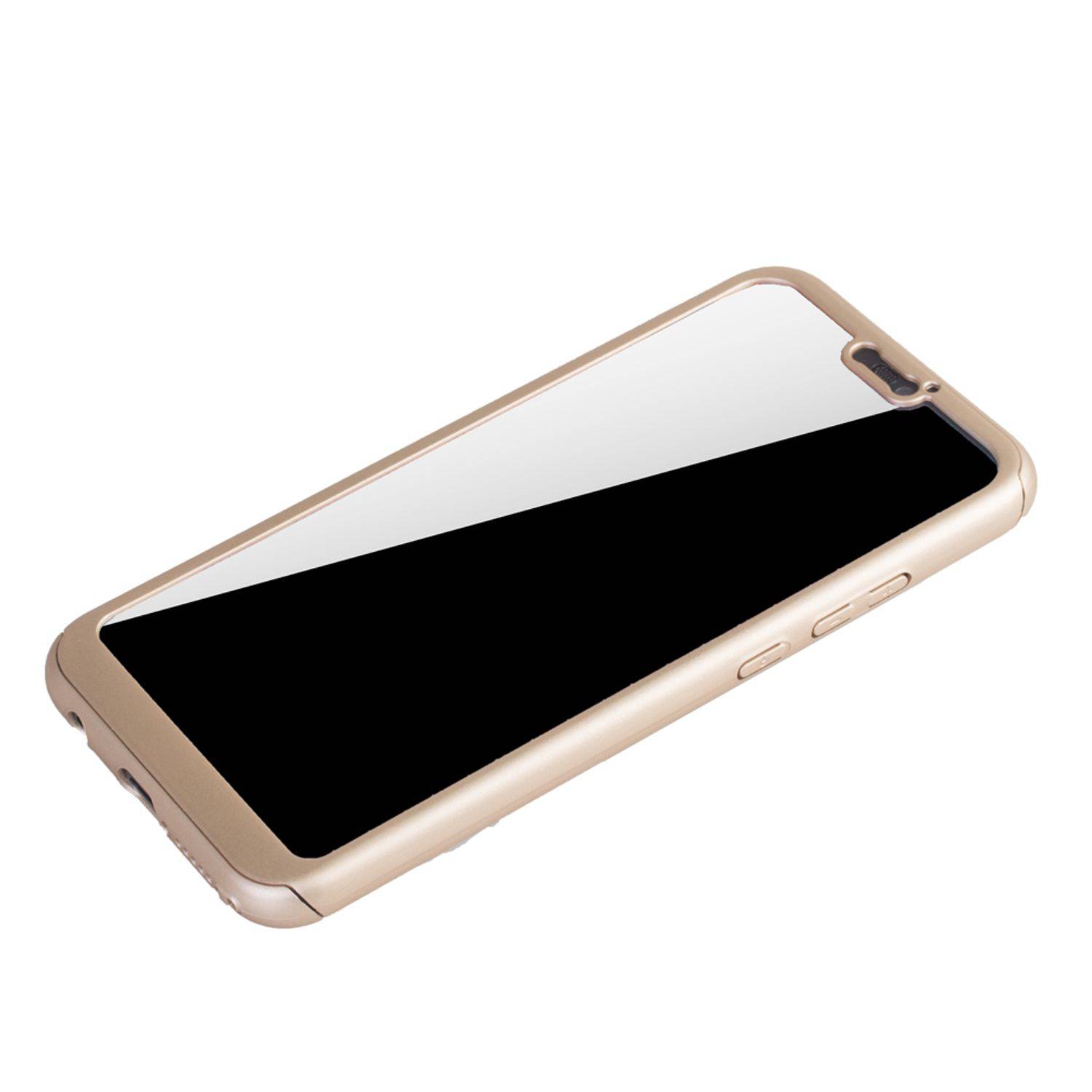 Huawei P20 Lite Handyhülle 360 Grad Schutz Full Cover Gold