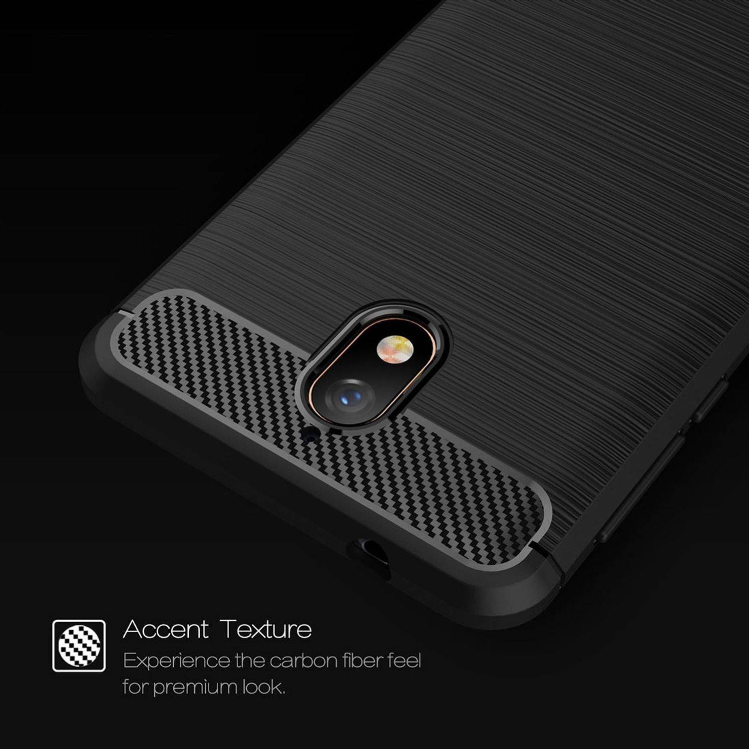 Nokia 3.1 Handyhülle Carbon Optik Backcover Schwarz