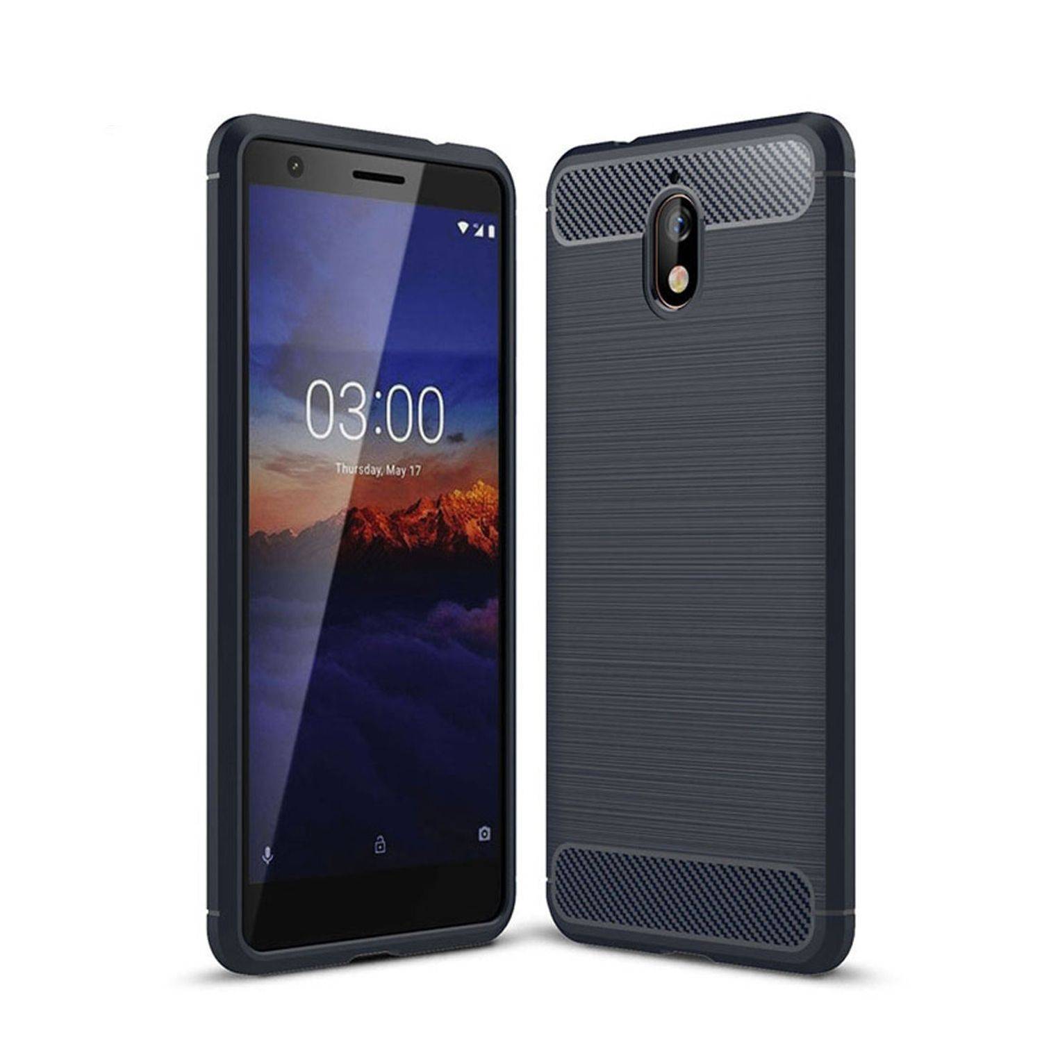 Nokia 3.1 Handyhülle Carbon Optik Backcover Blau