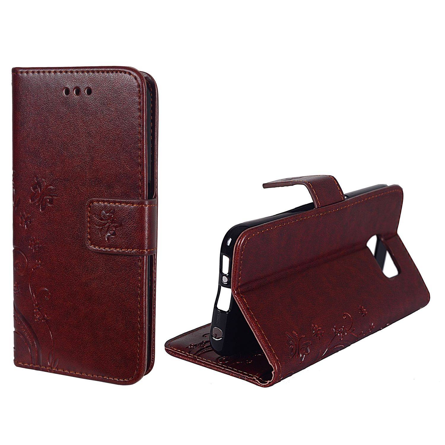 Samsung Galaxy S6 Edge Handyhülle Bookcover Braun