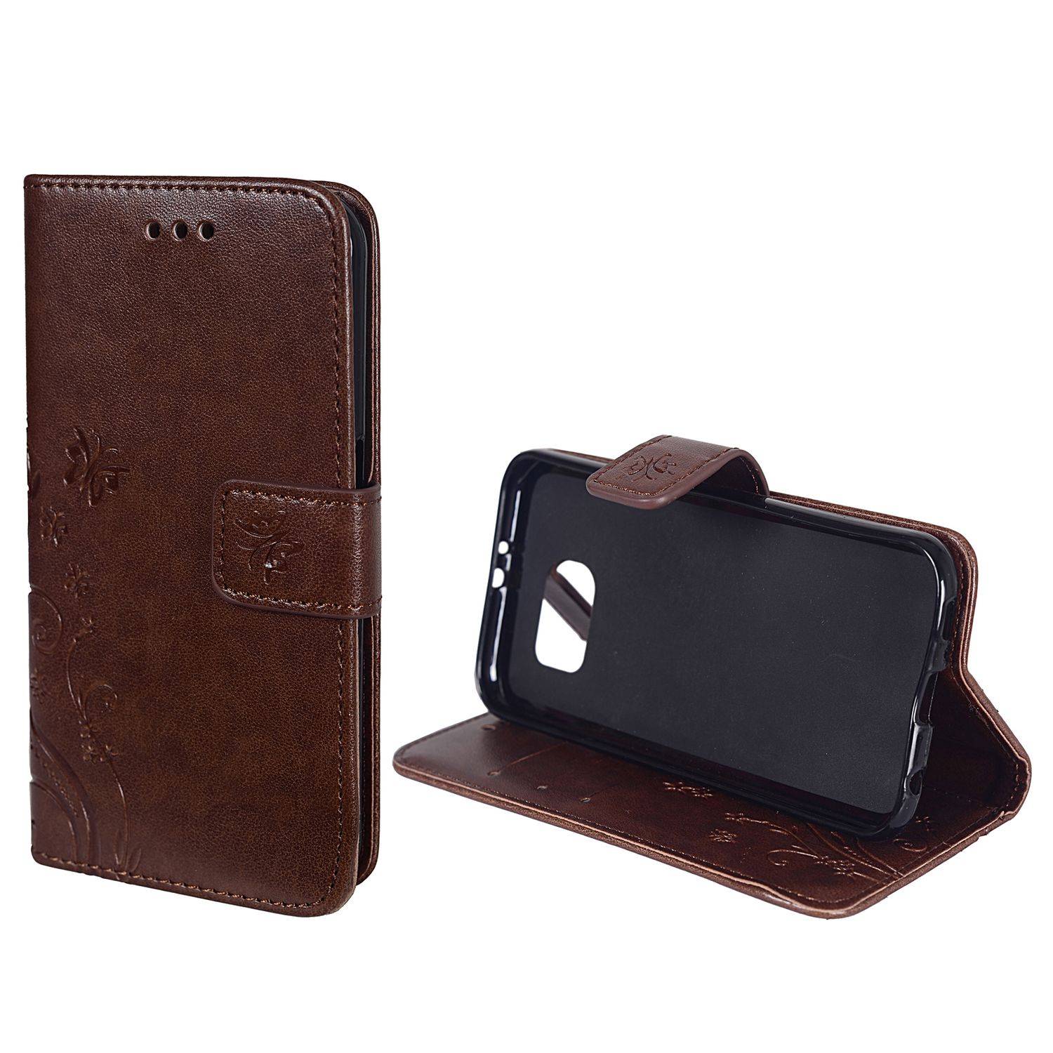 Samsung Galaxy S6 Edge Handyhülle Bookcover Braun