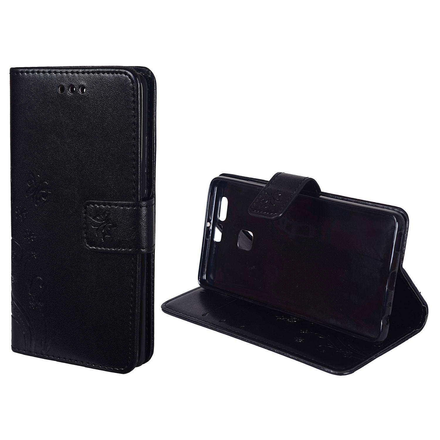 Huawei P9 Handyhülle Bookcover Schwarz