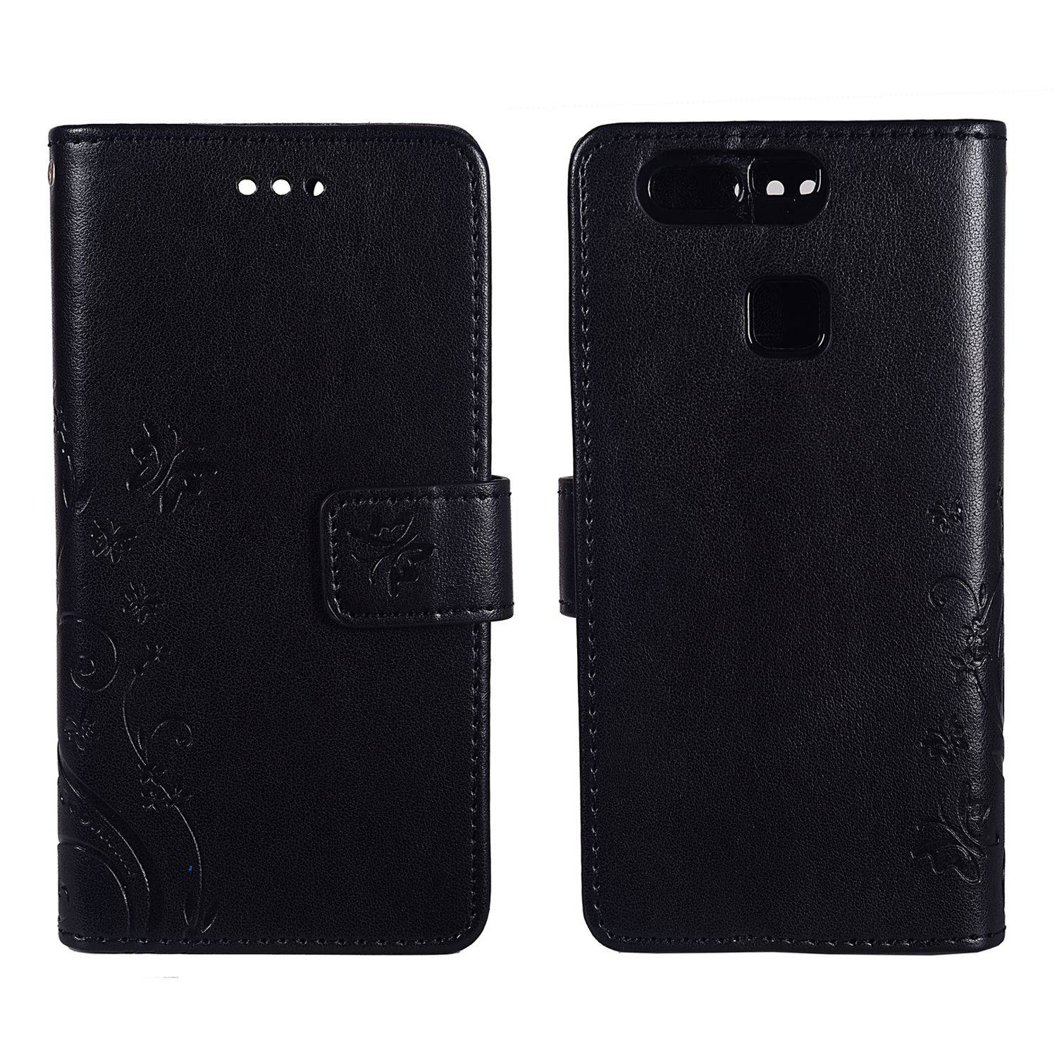 Huawei P9 Handyhülle Bookcover Schwarz