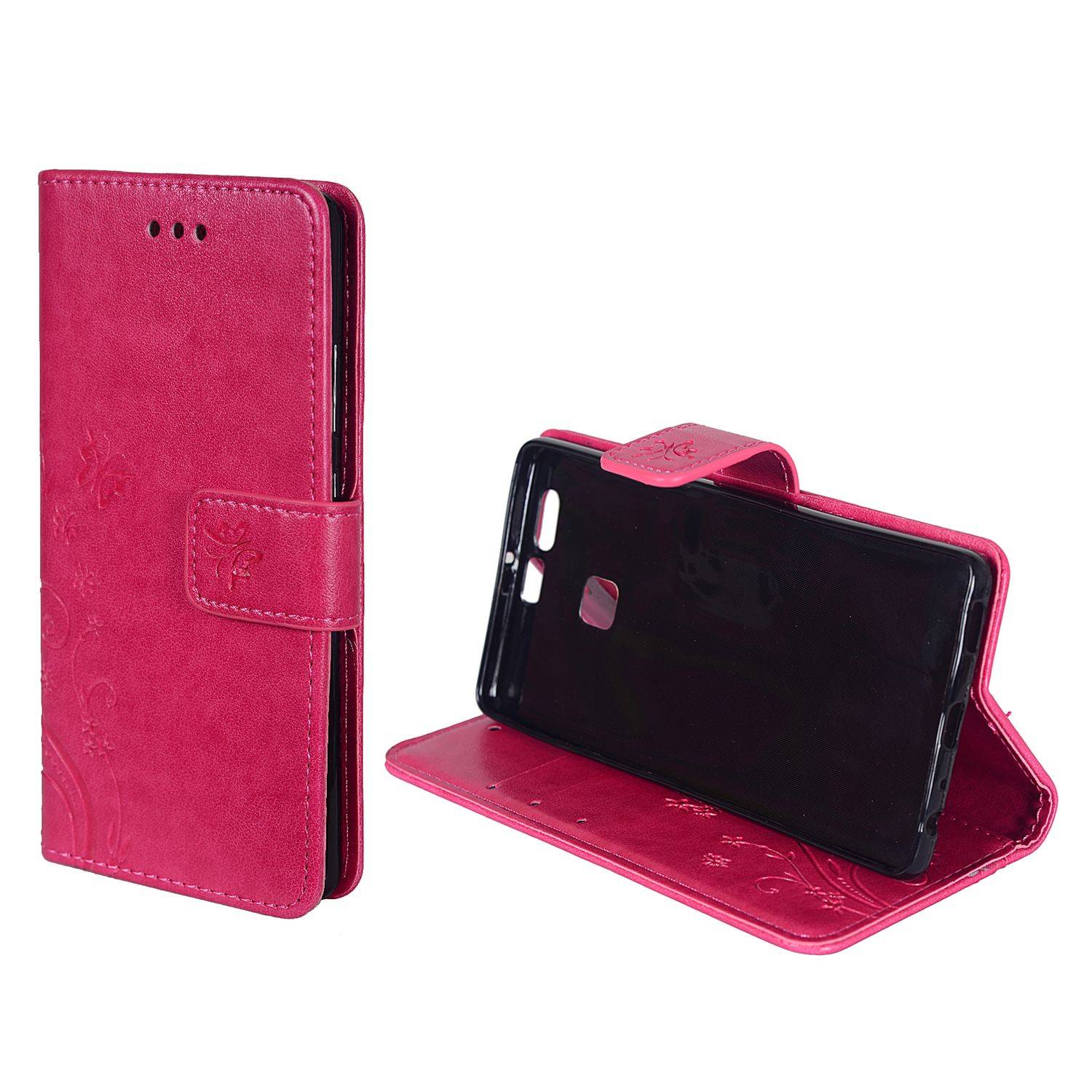 Huawei P9 Handyhülle Bookcover Rosa
