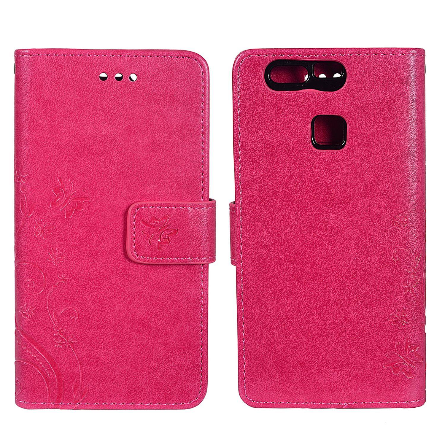 Huawei P9 Handyhülle Bookcover Rosa