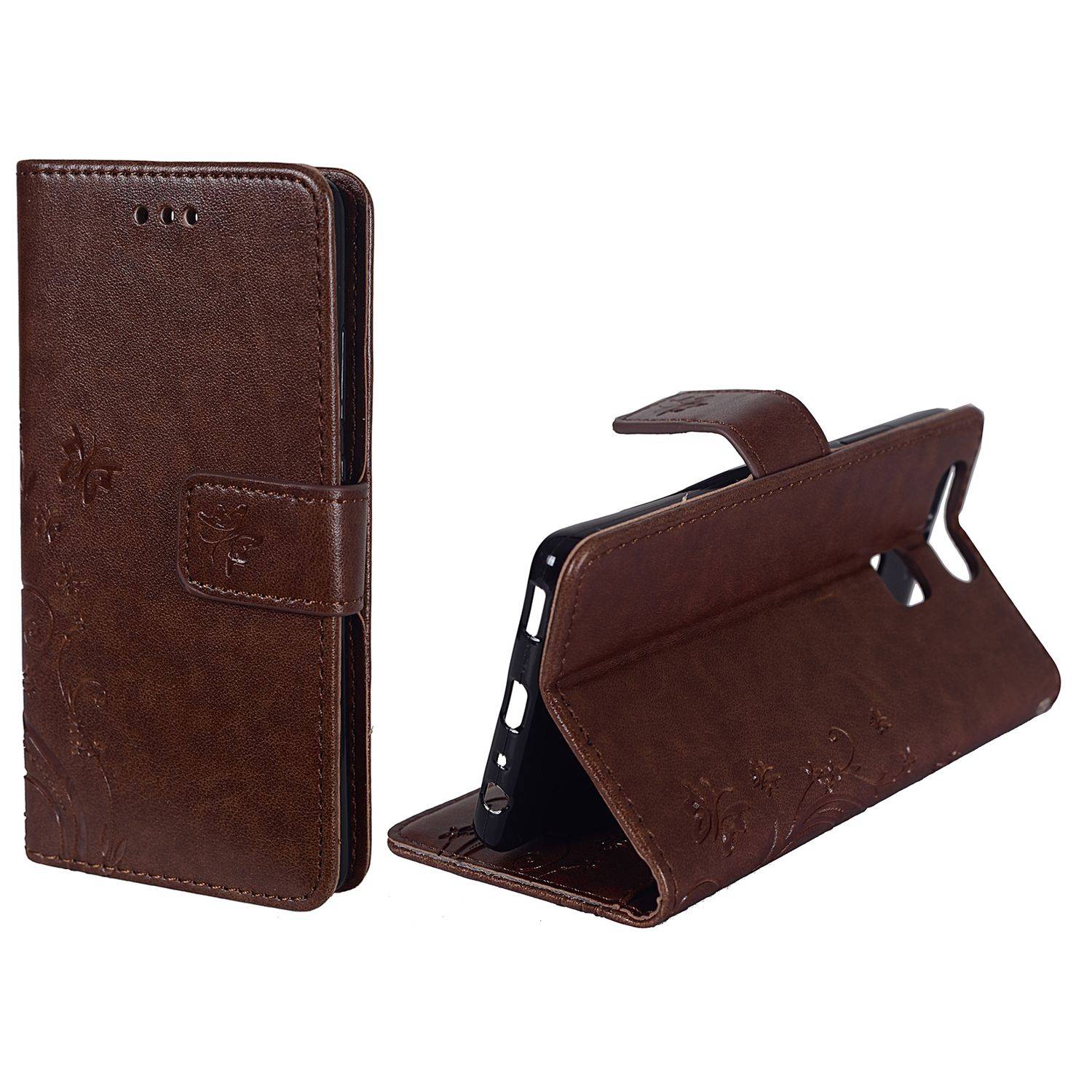 Huawei P9 Handyhülle Bookcover Braun