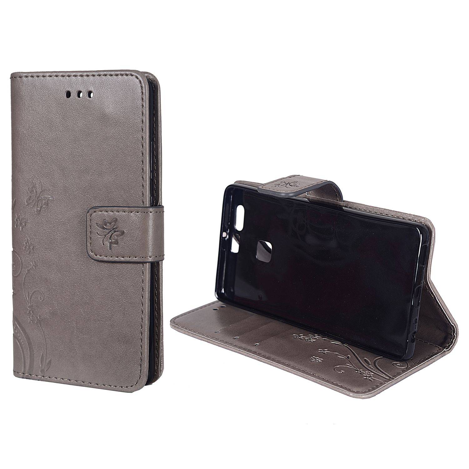Huawei P9 Handyhülle Bookcover Grau