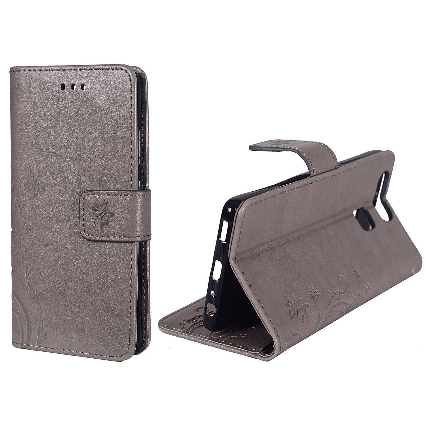 Huawei P9 Handyhülle Bookcover Grau
