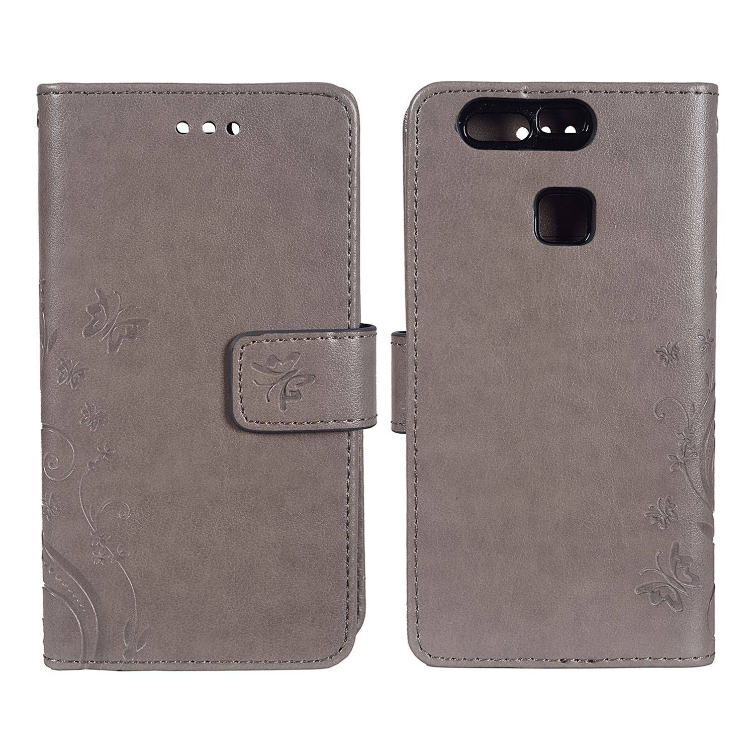 Huawei P9 Handyhülle Bookcover Grau
