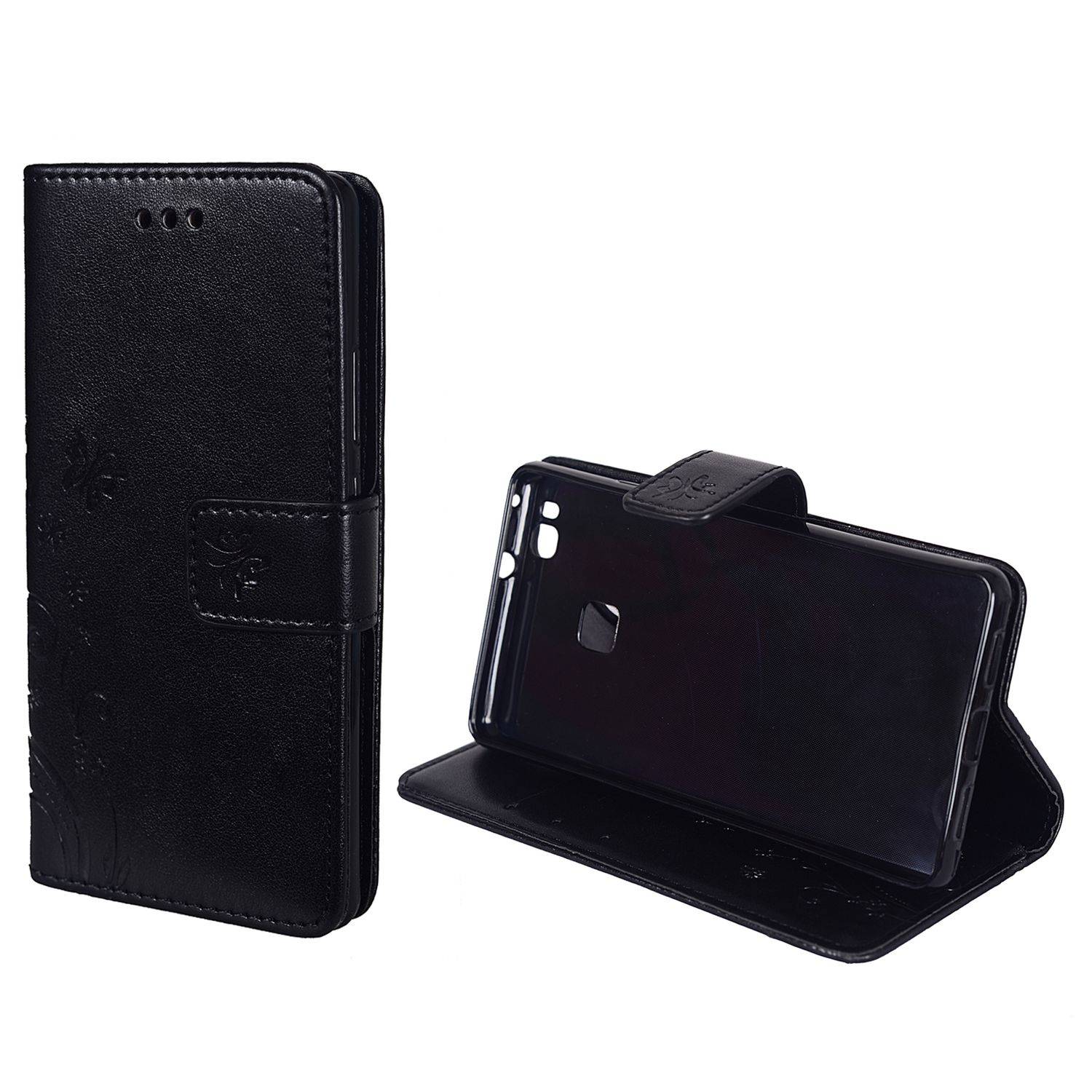 Huawei P9 Lite Handyhülle Bookcover Schwarz