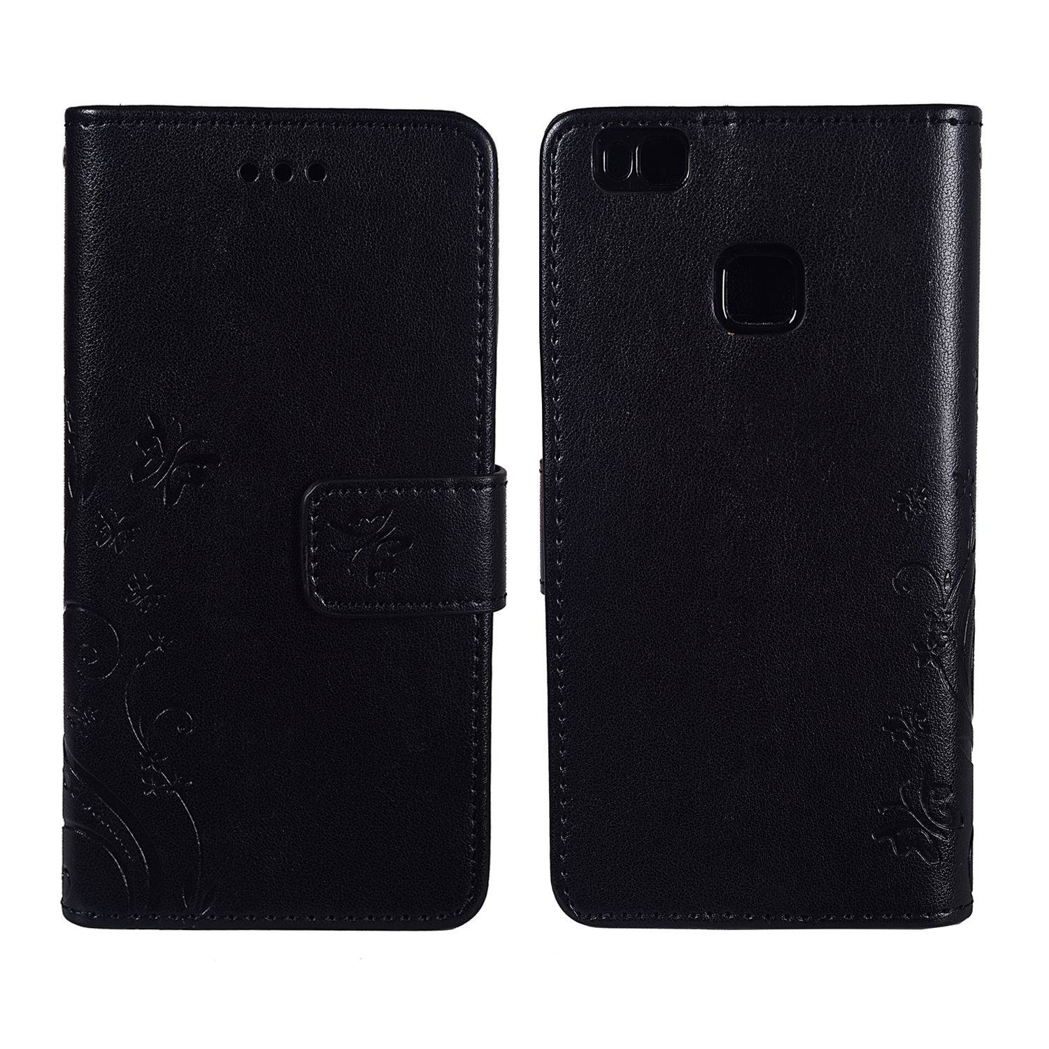 Huawei P9 Lite Handyhülle Bookcover Schwarz