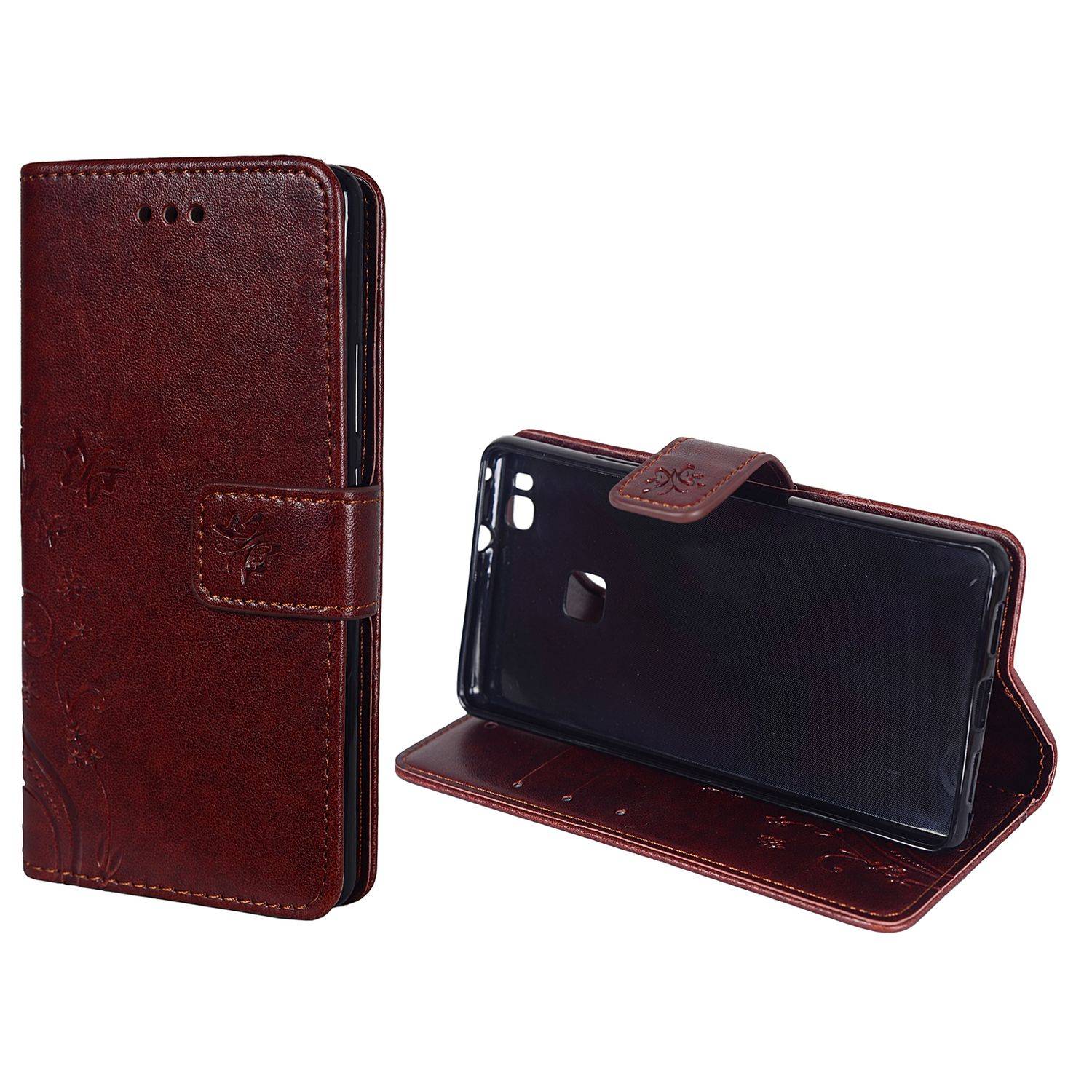 Huawei P9 Lite Handyhülle Bookcover Braun