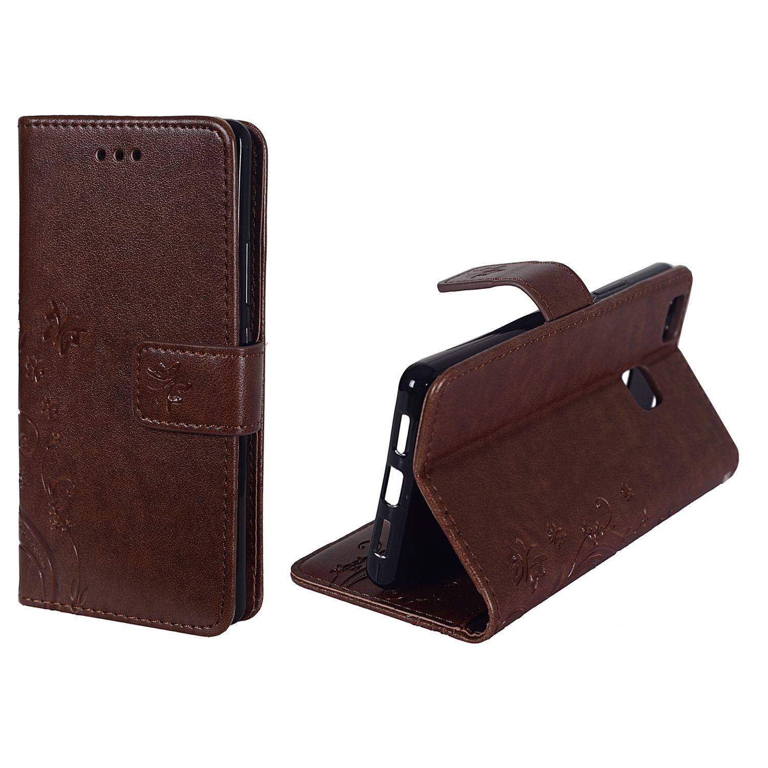 Huawei P9 Lite Handyhülle Bookcover Braun