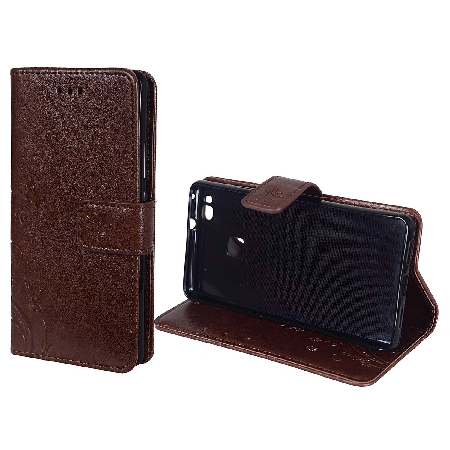 Huawei P9 Lite Handyhülle Bookcover Braun