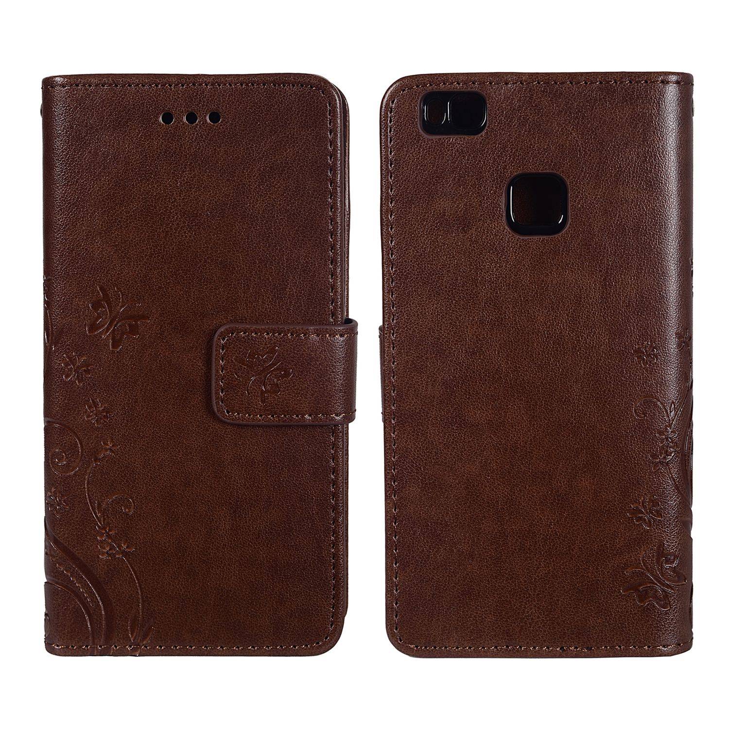 Huawei P9 Lite Handyhülle Bookcover Braun