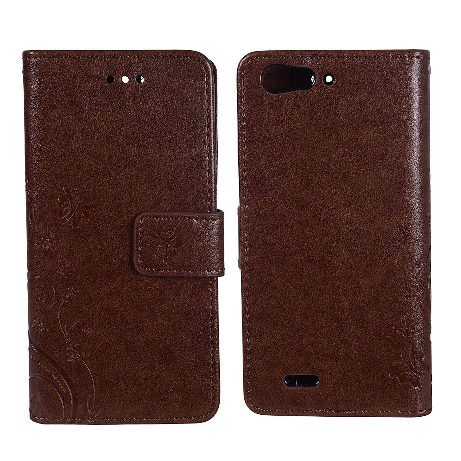 ZTE Blade V6 Handyhülle Bookcover Braun