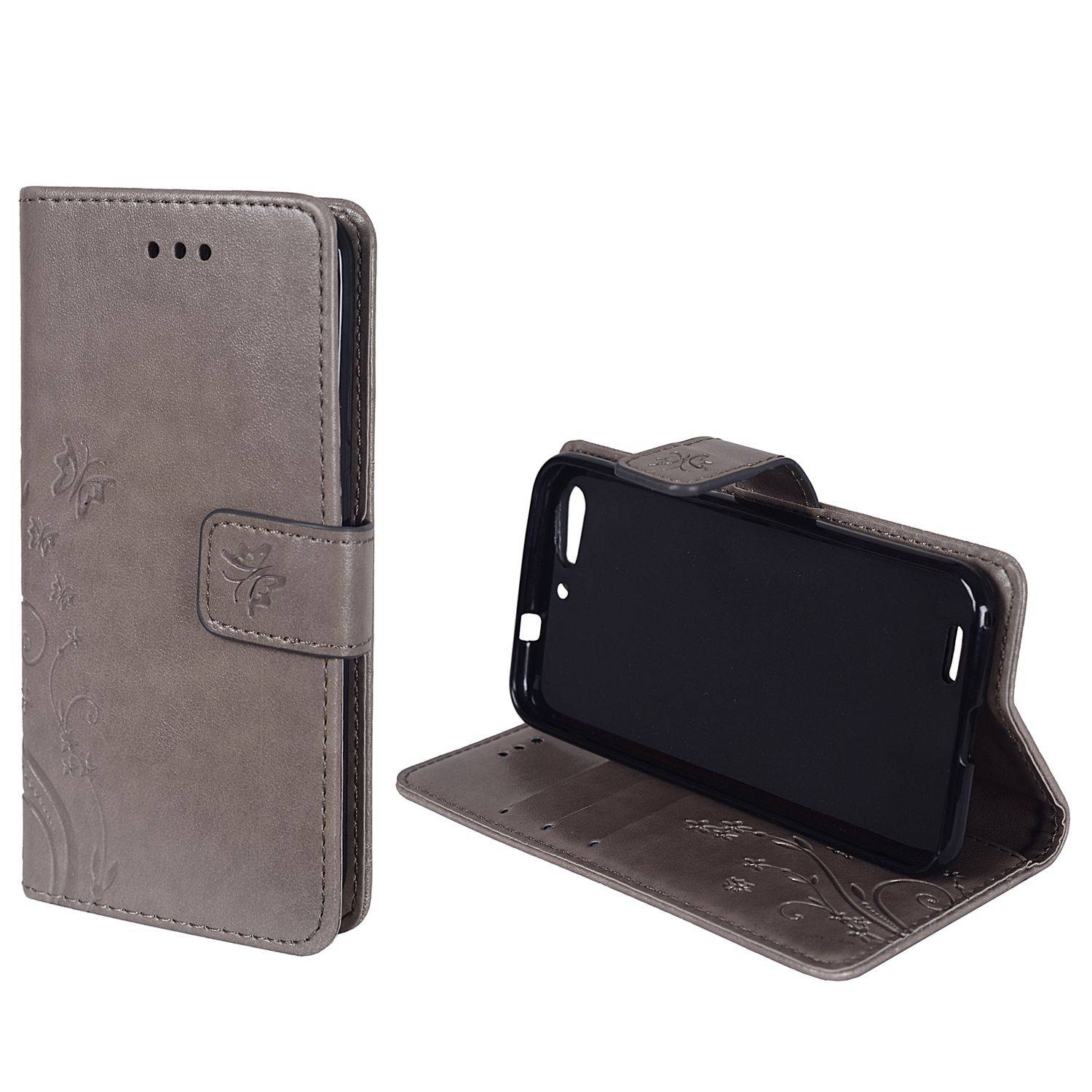 ZTE Blade V6 Handyhülle Bookcover Grau