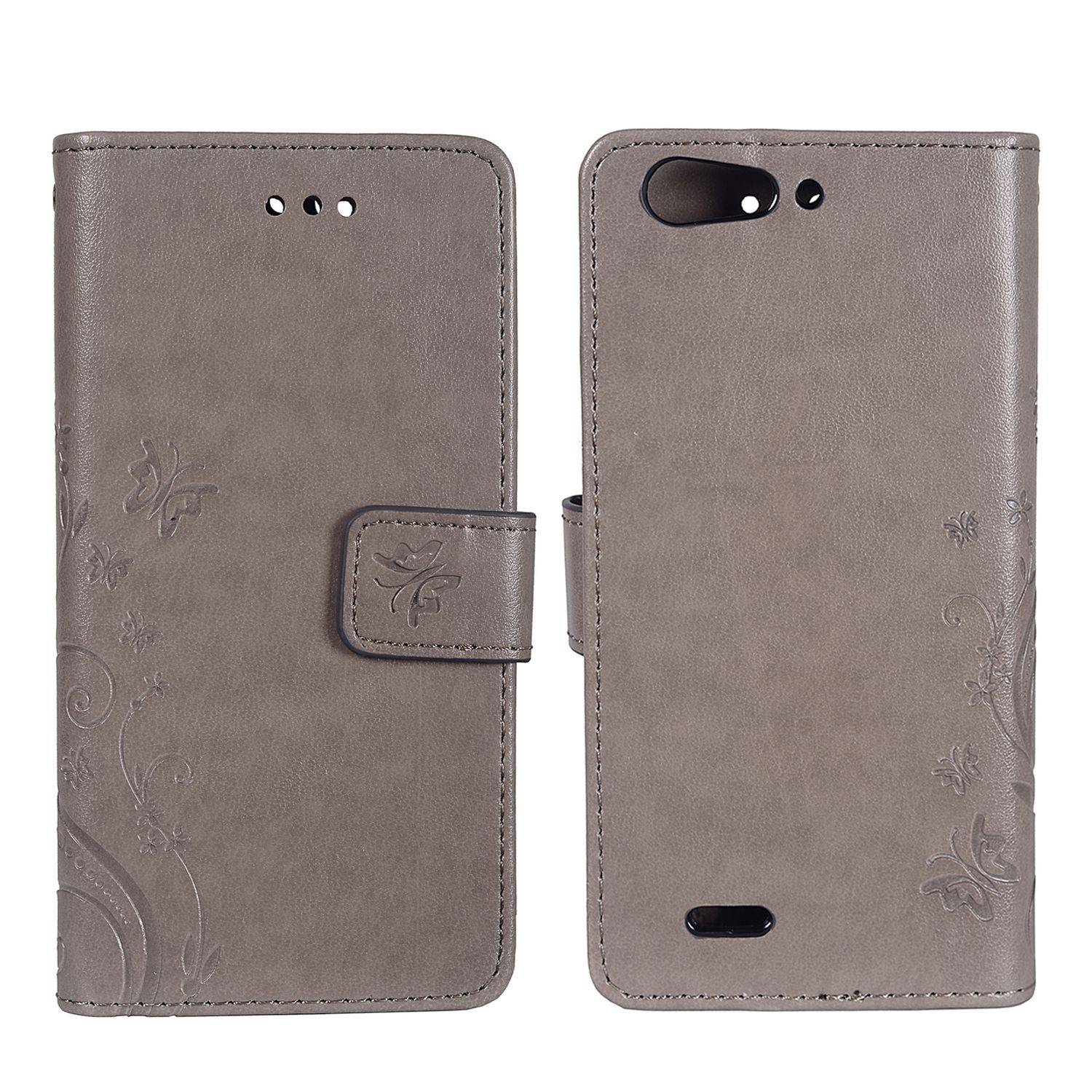 ZTE Blade V6 Handyhülle Bookcover Grau