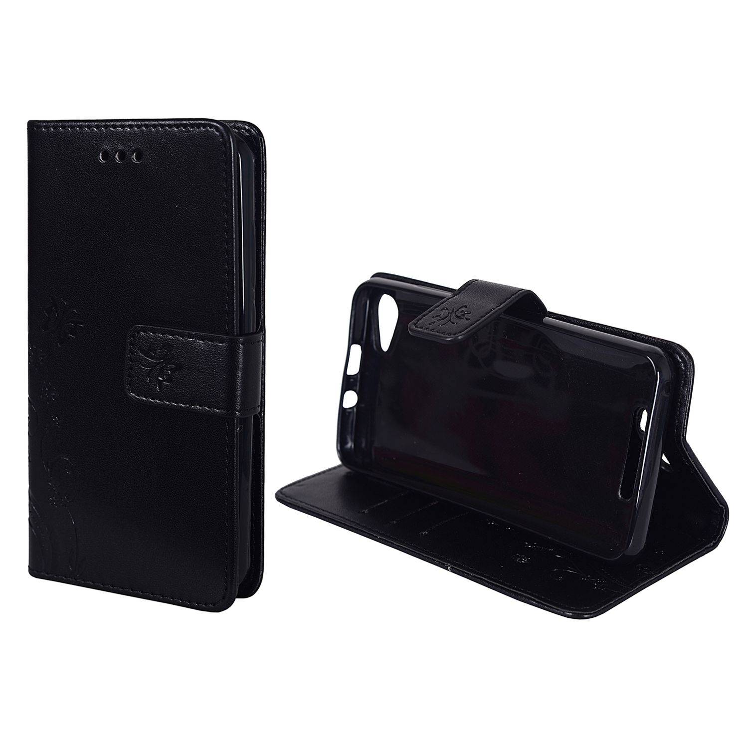 Wiko Jerry Handyhülle Bookcover Schwarz