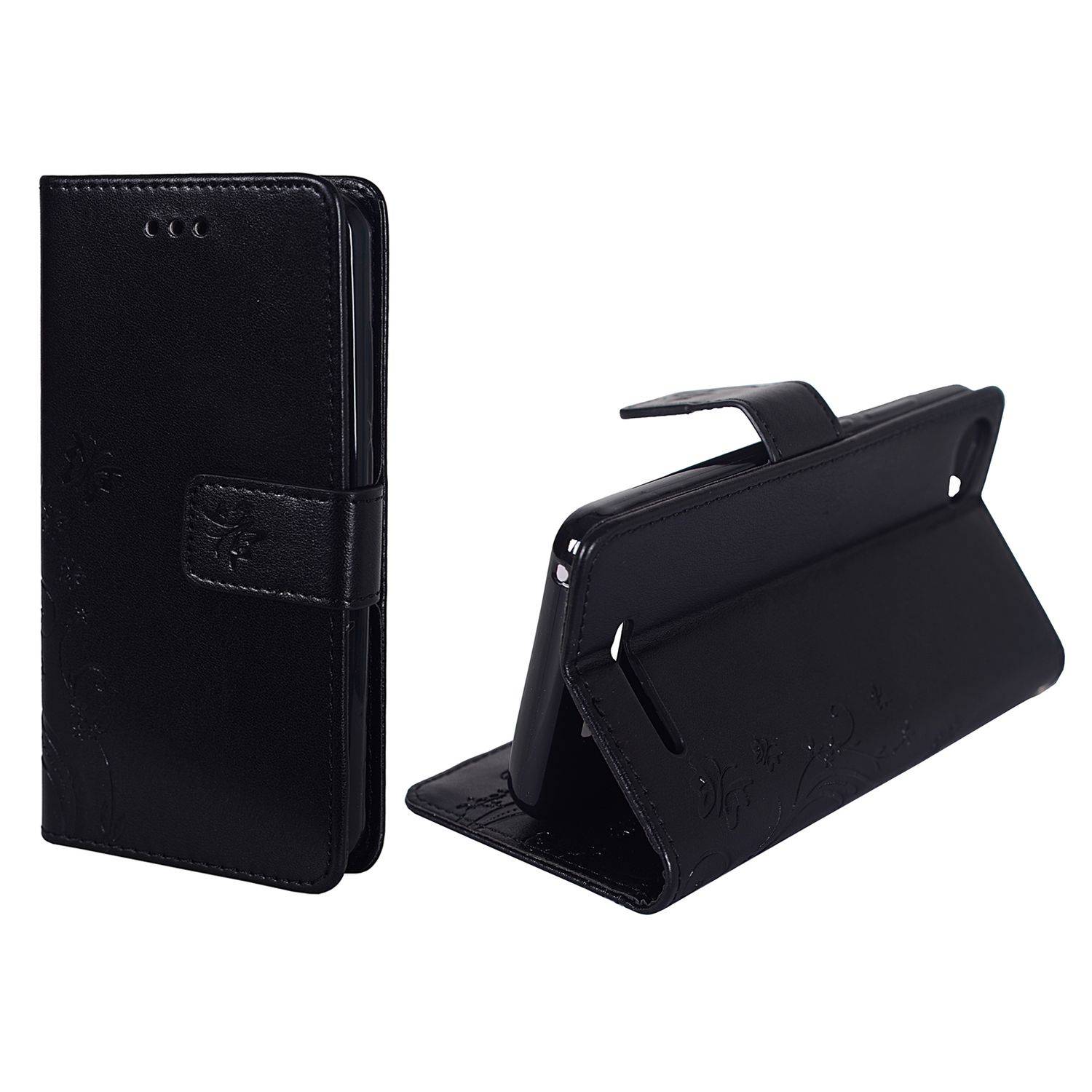 Wiko Jerry Handyhülle Bookcover Schwarz