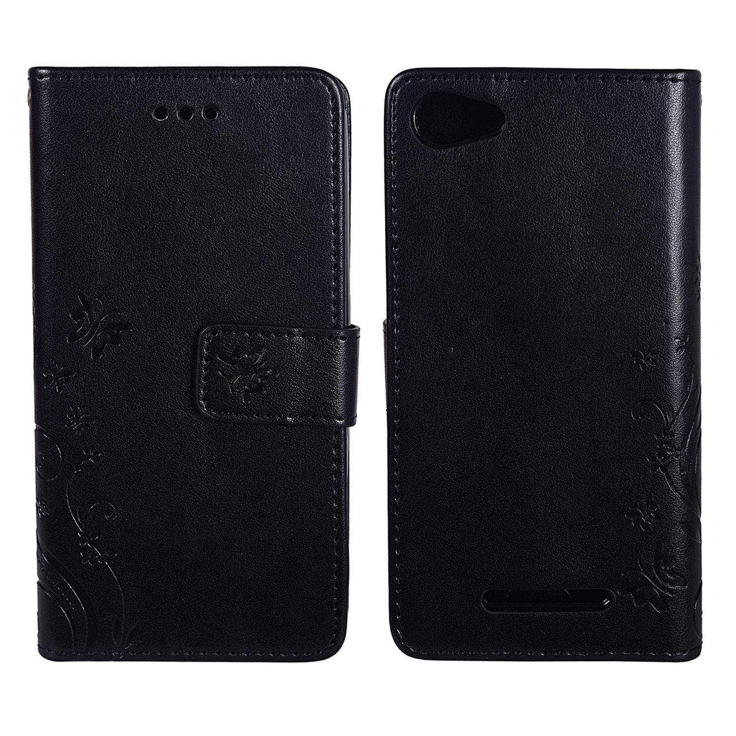 Wiko Jerry Handyhülle Bookcover Schwarz