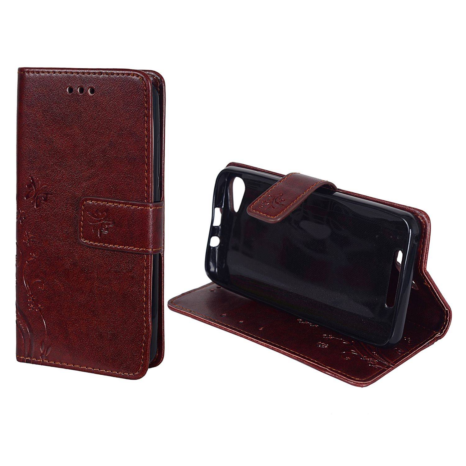 Wiko Jerry Handyhülle Bookcover Braun