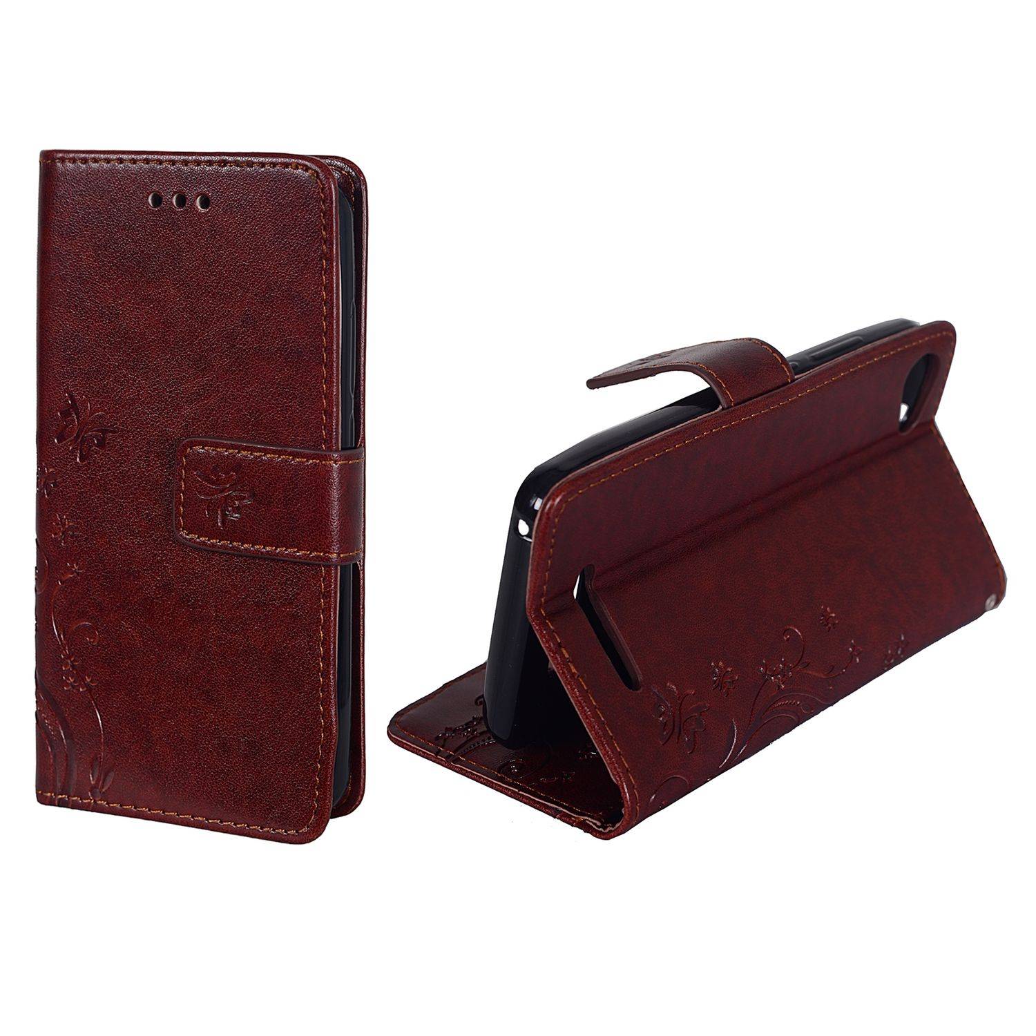 Wiko Jerry Handyhülle Bookcover Braun