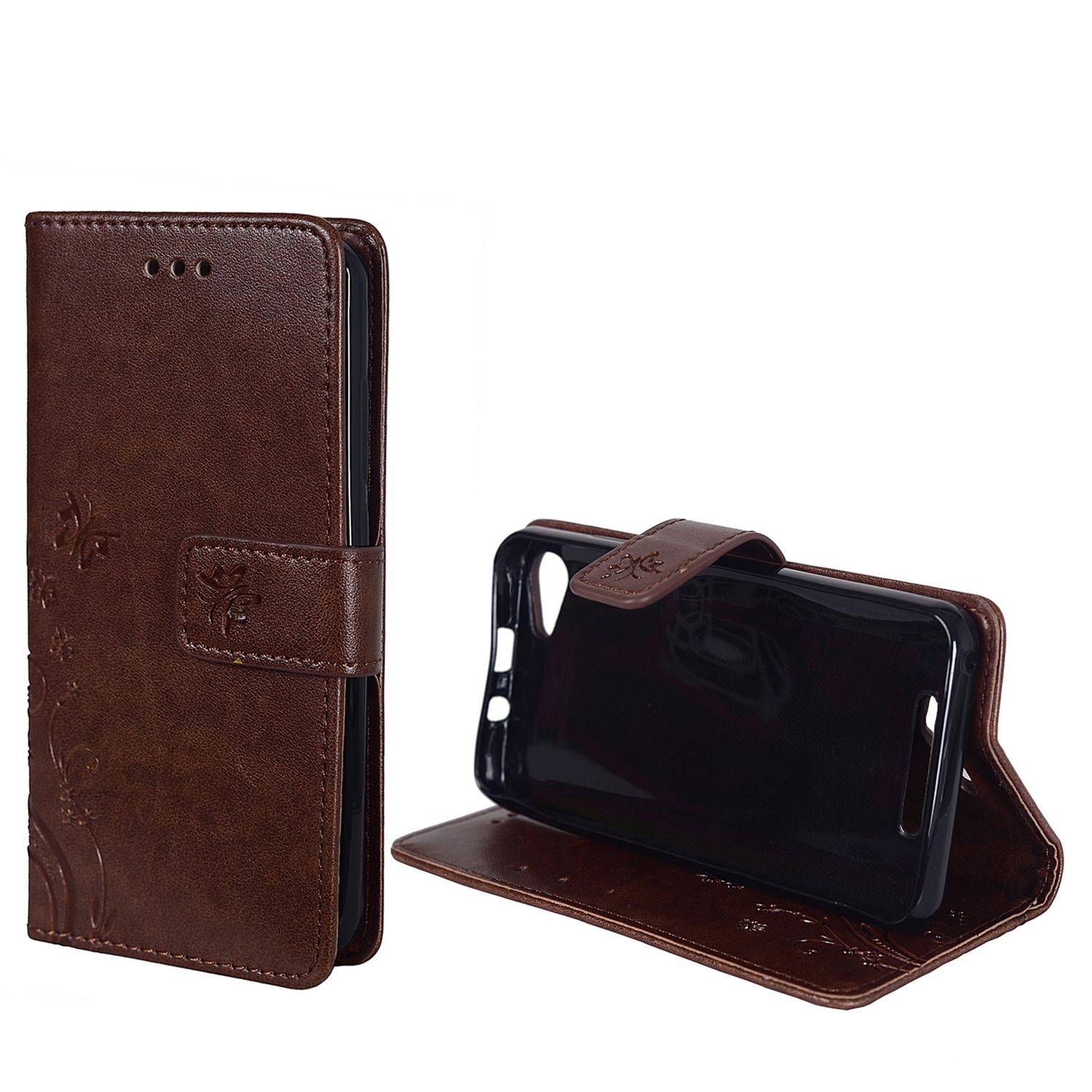 Wiko Jerry Handyhülle Bookcover Braun