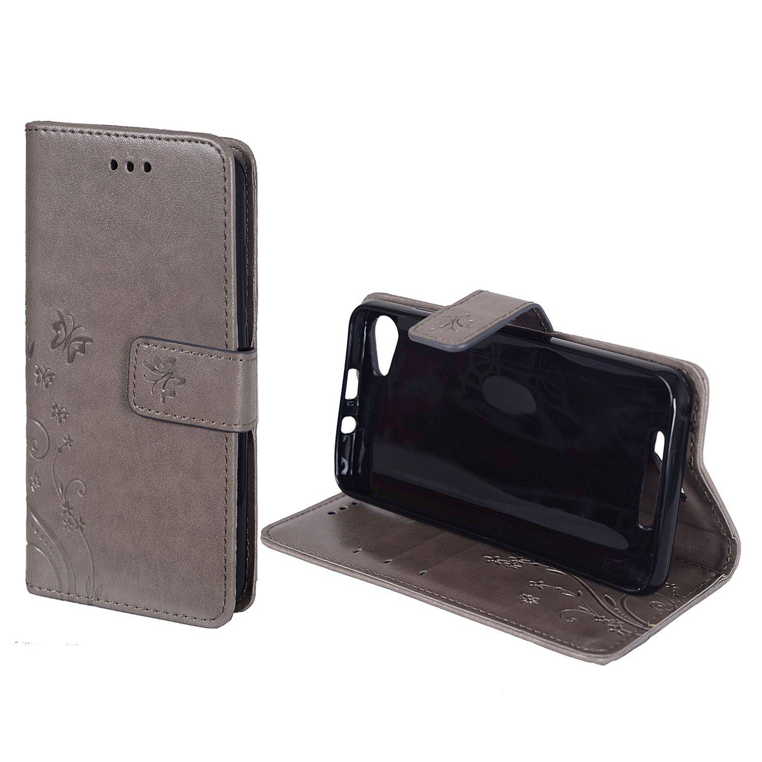 Wiko Jerry Handyhülle Bookcover Grau