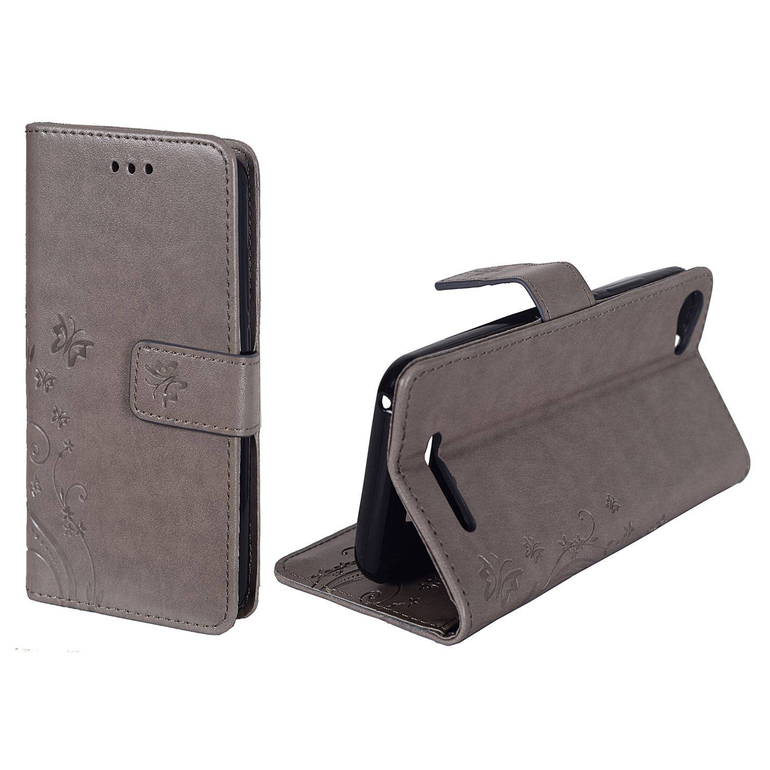 Wiko Jerry Handyhülle Bookcover Grau