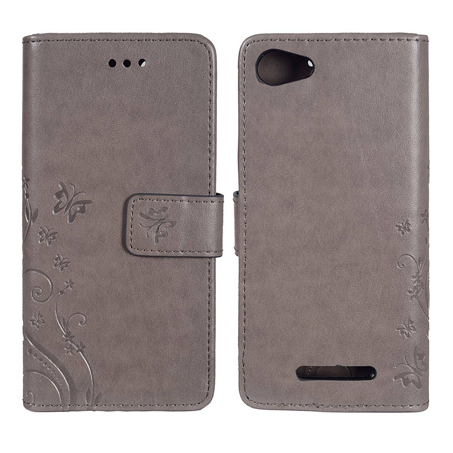 Wiko Jerry Handyhülle Bookcover Grau
