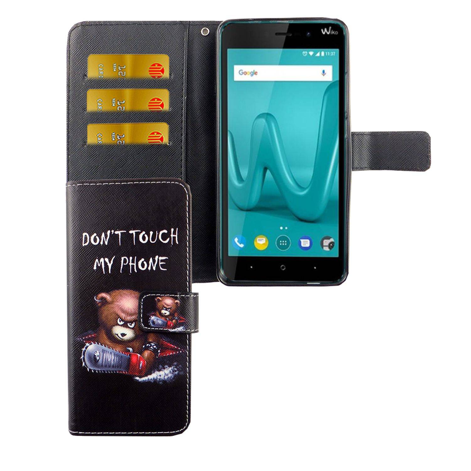 Wiko Lenny 4 Plus Handyhülle Bookcover Schwarz