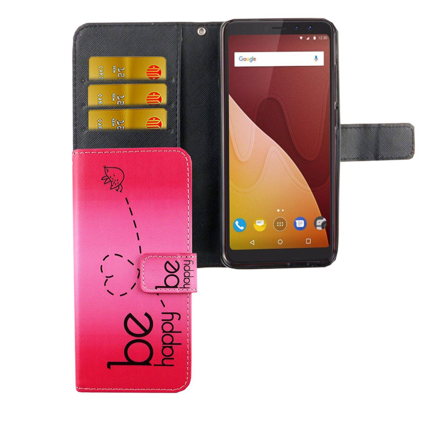 Wiko View Handyhülle Bookcover Rosa