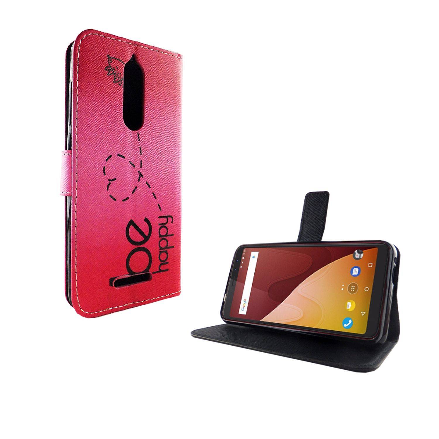 Wiko View Handyhülle Bookcover Rosa