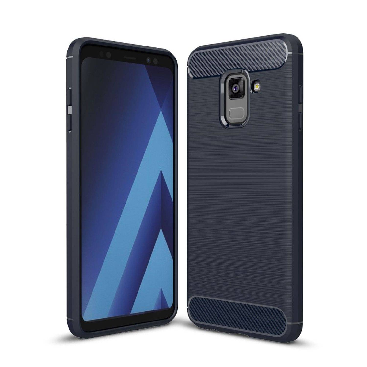 Samsung Galaxy A8 Plus (2018) Handyhülle Carbon Optik Backcover Blau