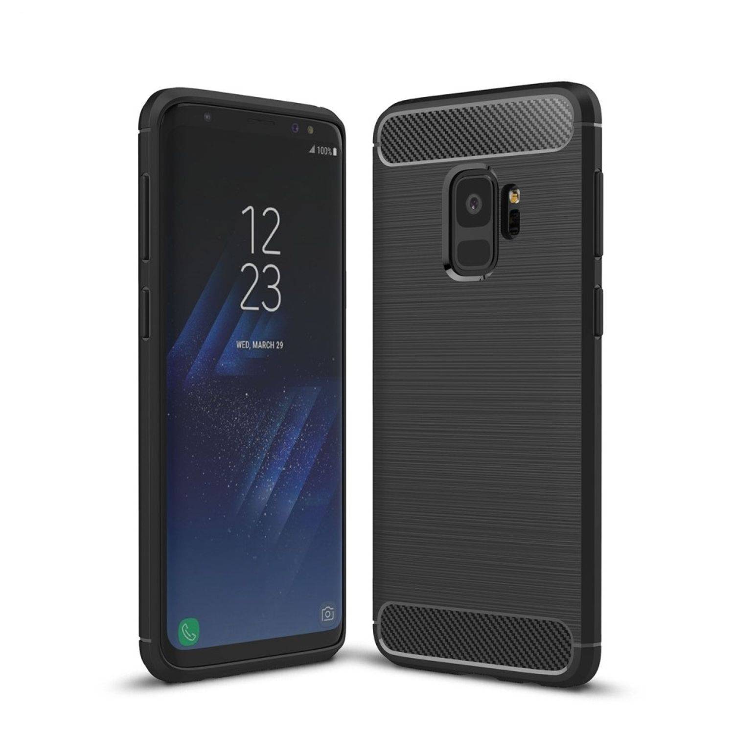 Samsung Galaxy S9 Handyhülle Carbon Optik Backcover Schwarz