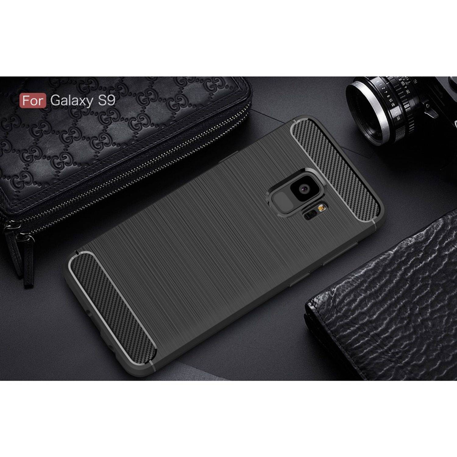 Samsung Galaxy S9 Handyhülle Carbon Optik Backcover Schwarz