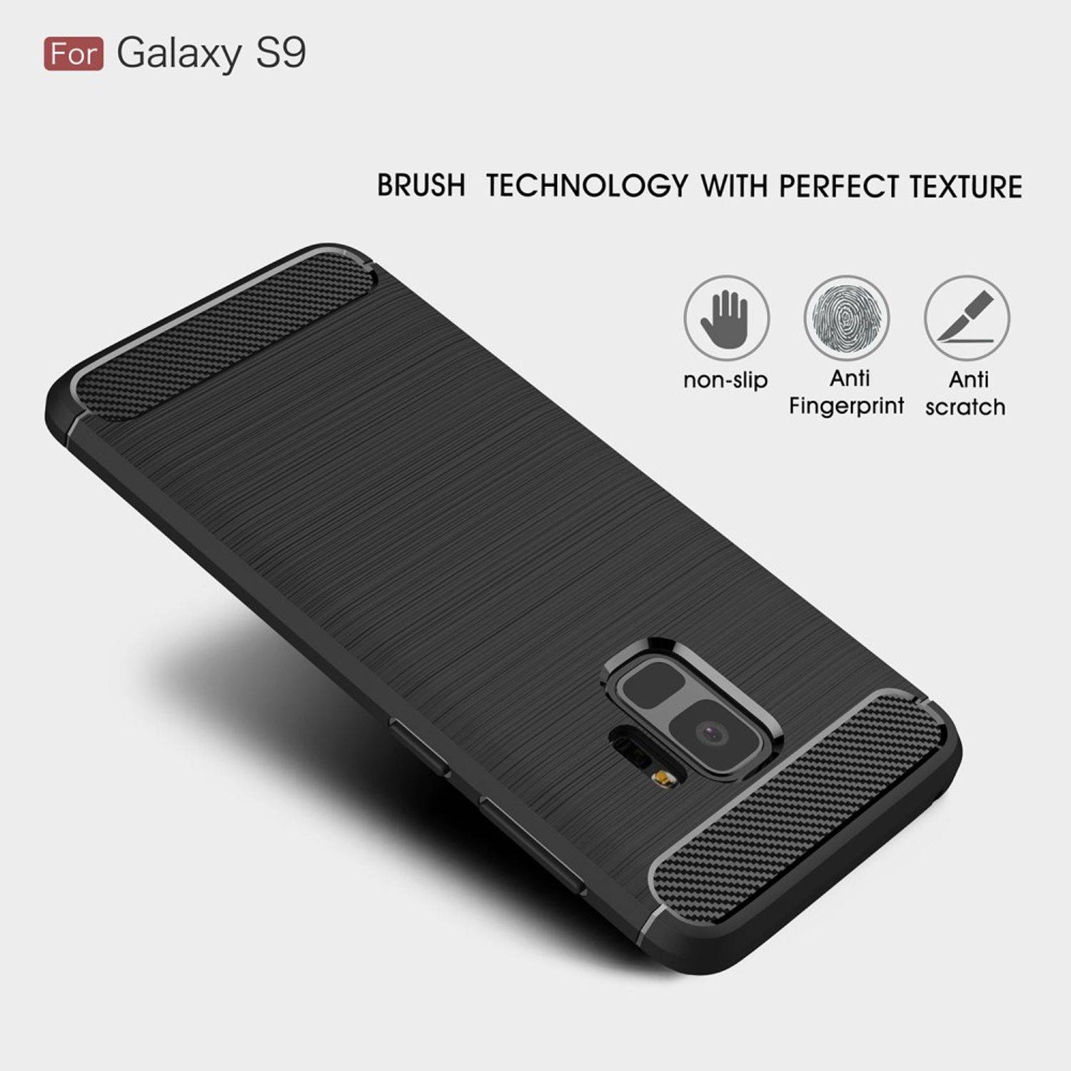 Samsung Galaxy S9 Handyhülle Carbon Optik Backcover Schwarz