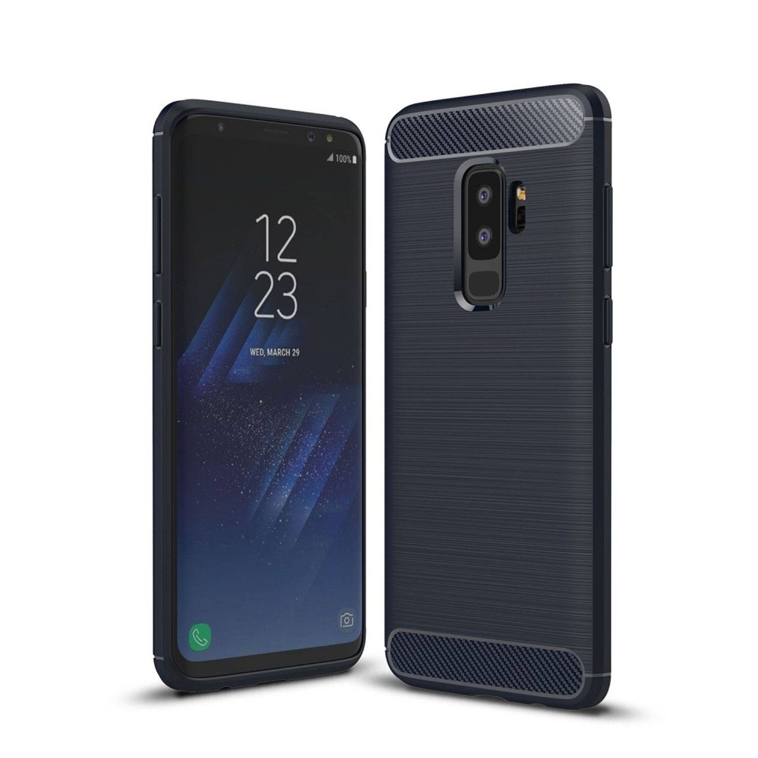Samsung Galaxy S9 Plus Handyhülle Carbon Optik Backcover Blau
