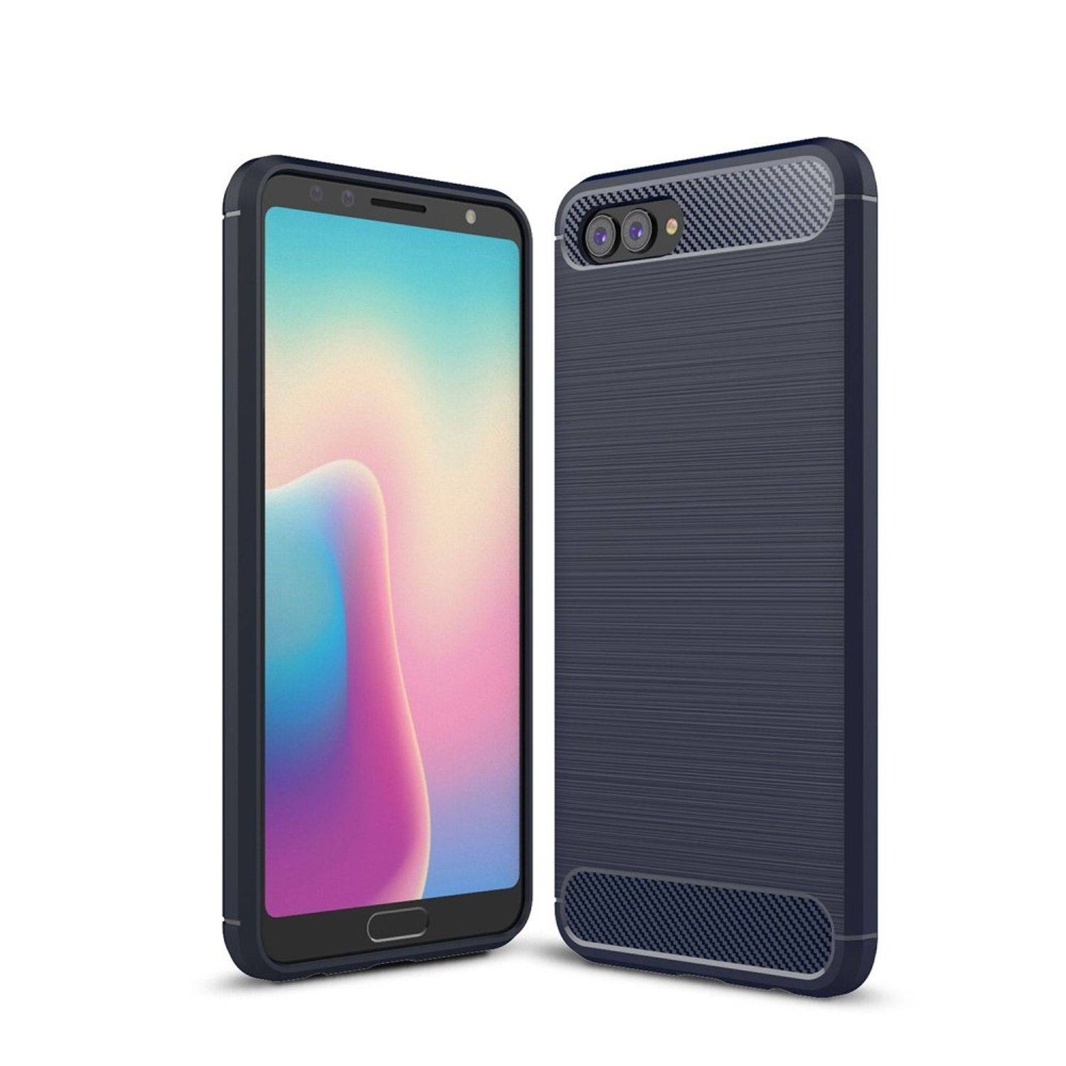 Huawei Nova 2s Handyhülle Carbon Optik Backcover Blau